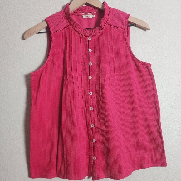 Faherty Tops - Faherty Shirt Womens Small Pink Sleeveless Button Front Organic Cotton Top